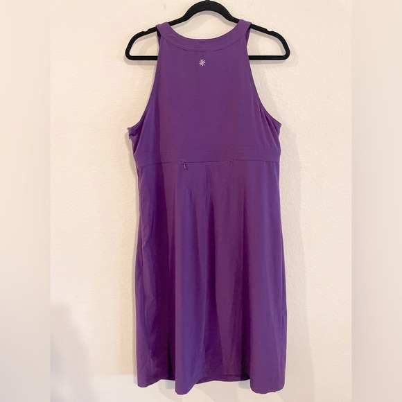 Athleta Women’s Midi Dress Size 14 Purple Spandex Stretch Voyager Day Halter - Picture 2 of 16